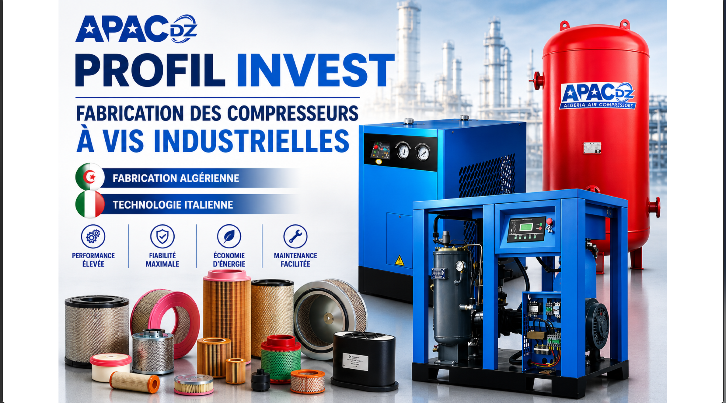 Compresseur à vis industriel APAC et installation d'air